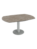 Esstisch New Luna 95/135 x 135 x H77/75 cm, Platte Zementgrau, Gestell grau, ausgezogen, oval