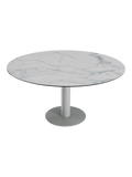 Esstisch New Luna 95/135 x 135 x H77/75 cm, Platte Marmoroptik matt, Gestell grau, geschlossen, rund