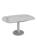 Esstisch New Luna 95/135 x 135 x H77/75 cm, Platte Marmoroptik matt, Gestell grau, ausgezogen, oval