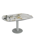 Esstisch New Luna 95/135 x 135 x H77/75 cm, Platte Marmoroptik Doro, Gestell grau, ausgezogen, oval