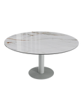 Esstisch New Luna 95/135 x 135 x H77/75 cm, Platte Marmoroptik Fiorentino, Gestell grau, geschlossen, rund