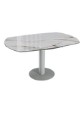 Esstisch New Luna 95/135 x 135 x H77/75 cm, Platte Marmoroptik Fiorentino, Gestell grau, ausgezogen, oval
