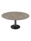 Esstisch New Luna 100/150 x 150 x H77/75 cm, Platte Zementgrau, Gestell schwarz, geschlossen, rund