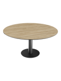 Esstisch New Luna 100/150 x 150 x H77/75 cm, Platte Eiche hell, Gestell schwarz, geschlossen, rund