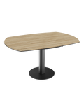 Esstisch New Luna 100/150 x 150 x H77/75 cm, Platte Eiche hell, Gestell schwarz, ausgezogen, oval