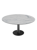 Esstisch New Luna 100/150 x 150 x H77/75 cm, Platte Marmoroptik matt, Gestell schwarz, geschlossen, rund