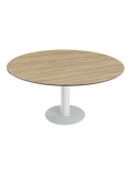 Esstisch New Luna 100/150 x 150 x H77/75 cm, Platte Eiche hell, Gestell weiß, geschlossen, rund