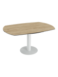 Esstisch New Luna 100/150 x 150 x H77/75 cm, Platte Eiche hell, Gestell weiß, ausgezogen, oval