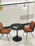 Esstisch Diabolo Ø75 x 75 cm, Platte Marmoroptik Marquina, im Raum