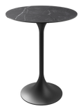 Esstisch Diabolo Ø75 x 100 cm, Platte Marmoroptik Marquina, Schrägansicht