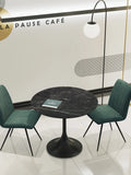 Esstisch Diabolo Ø90 x 75 cm, Platte Marmoroptik Marquina, im Raum