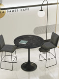Esstisch Diabolo Ø90 x 90 cm, Platte Marmoroptik Marquina, im Raum