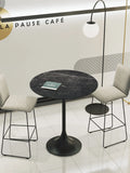 Esstisch Diabolo Ø90 x 100 cm, Platte Marmoroptik Marquina, im Raum