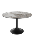 Esstisch Diabolo Ø120 x 75 cm, Platte Marmoroptik Calcatta, Schrägansicht
