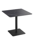 Esstisch Orlando, quadratisch 80 x 80 x 75 cm, Platte Marmoroptik Marquina, Gestell schwarz, Schrägansicht