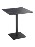 Esstisch Orlando, quadratisch 80 x 80 x 90 cm, Platte Marmoroptik Marquina, Gestell schwarz, Schrägansicht
