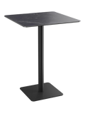 Esstisch Orlando, quadratisch 80 x 80 x 110 cm, Platte Marmoroptik Marquina, Gestell schwarz, Schrägansicht