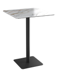 Esstisch Orlando, quadratisch 80 x 80 x 110 cm, Platte Marmoroptik Fiorentino, Gestell schwarz, Schrägansicht
