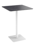 Esstisch Orlando, quadratisch 80 x 80 x 110 cm, Platte Marmoroptik Marquina, Gestell weiß, Schrägansicht