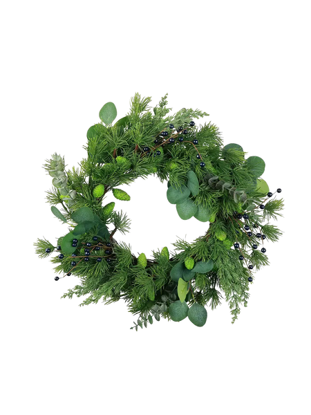 Deko-Kranz Tanne, Eukalyptus & Ilex Blau