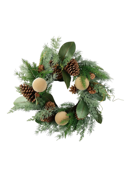 Deko-Kugelkranz Tanne & Magnolie Hellbraun