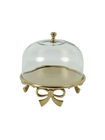 Glasglocke mit Schleife "Darla" Gold