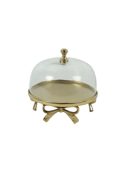 Glasglocke mit Schleife "Darla" Gold