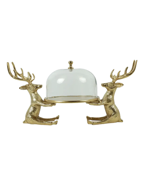 Glasglocke mit Hirsch "Tarik" Gold