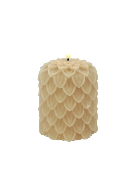 LED-Kerze Tannenzapfen "Lyon" Beige