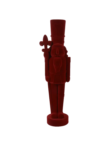 Samt-Nussknacker mit Stiel "King" Rot