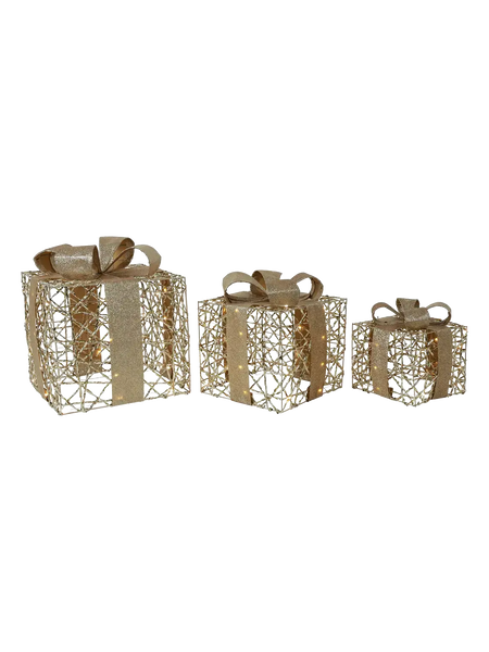 LED-Geschenkboxen 3er-Set "Dami" Gold