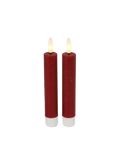 LED-Tafelkerze rustikal 2er-Set "Lyon" Rot