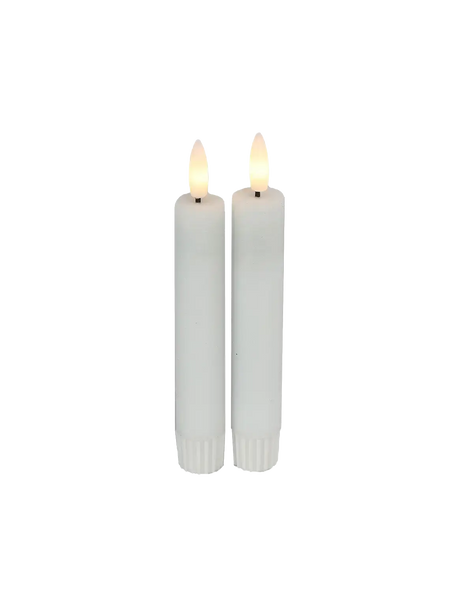 LED-Tafelkerze rustikal 2er-Set "Lyon" Weiß