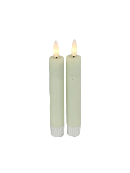 LED-Tafelkerze rustikal 2er-Set "Lyon" Creme