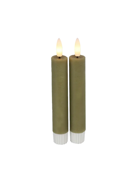 LED-Tafelkerze rustikal 2er-Set "Lyon" Beige