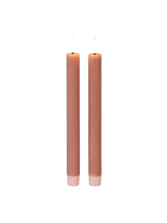 LED-Tafelkerze rustikal 2er-Set "Lyon" Rosa