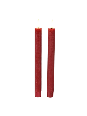LED-Tafelkerze rustikal 2er-Set "Lyon" Rot