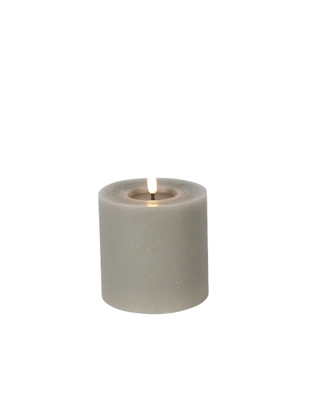LED-Stumpenkerze rustikal Ø 10 cm "Lyon" Grau