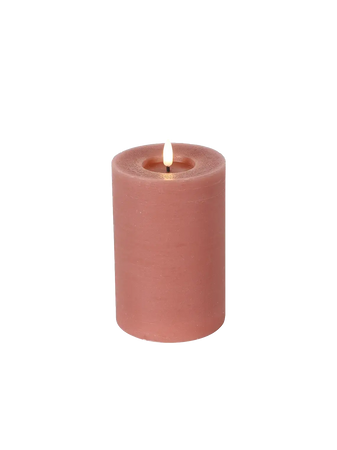 LED-Stumpenkerze rustikal Ø 10 cm "Lyon" Rosa