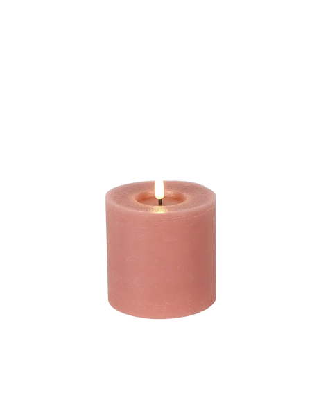 LED-Stumpenkerze rustikal Ø 10 cm "Lyon" Rosa