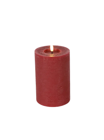LED-Stumpenkerze rustikal Ø 10 cm "Lyon" Rot