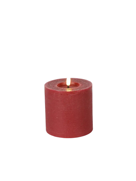 LED-Stumpenkerze rustikal Ø 10 cm "Lyon" Rot