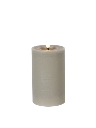 LED-Stumpenkerze rustikal Ø 7,5 cm "Lyon" Grau