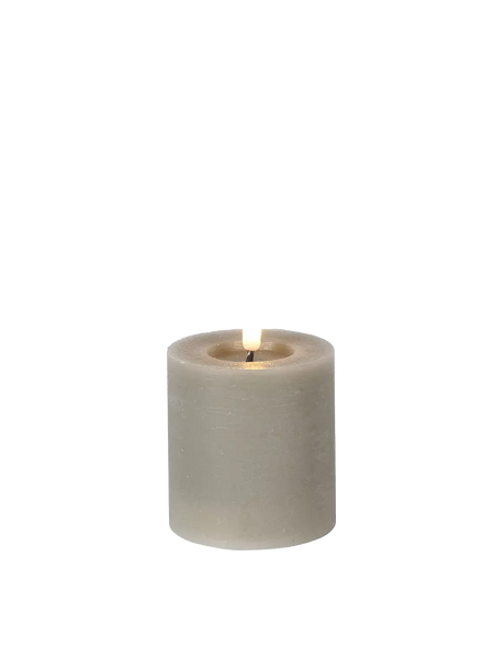 LED-Stumpenkerze rustikal Ø 7,5 cm "Lyon" Grau