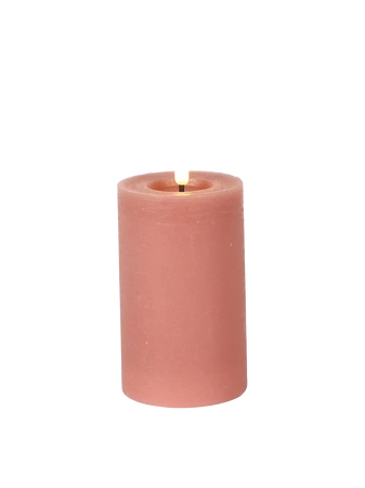 LED-Stumpenkerze rustikal Ø 7,5 cm "Lyon" Rosa