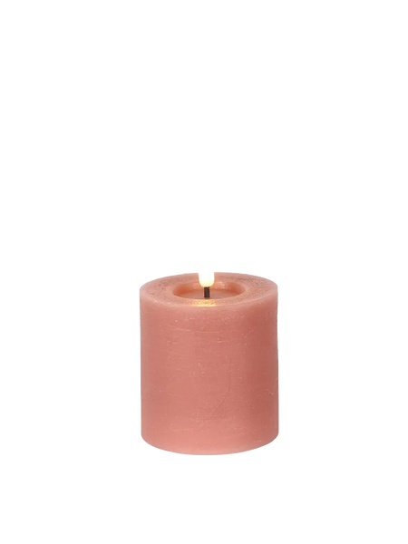 LED-Stumpenkerze rustikal Ø 7,5 cm "Lyon" Rosa