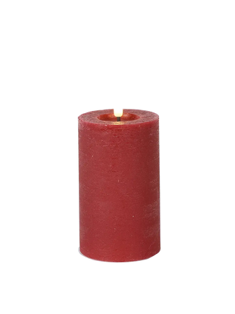 LED-Stumpenkerze rustikal Ø 7,5 cm "Lyon" Rot