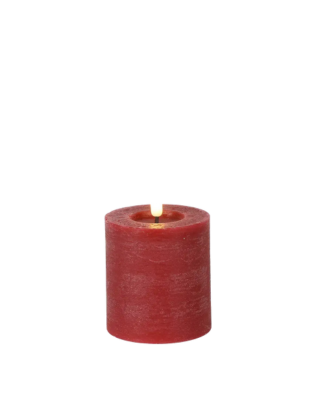 LED-Stumpenkerze rustikal Ø 7,5 cm "Lyon" Rot