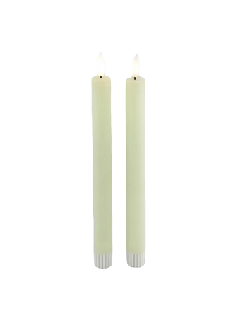 LED-Tafelkerze rustikal 2er-Set "Lyon" Creme