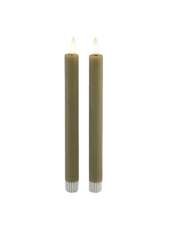 LED-Tafelkerze rustikal 2er-Set "Lyon" Beige